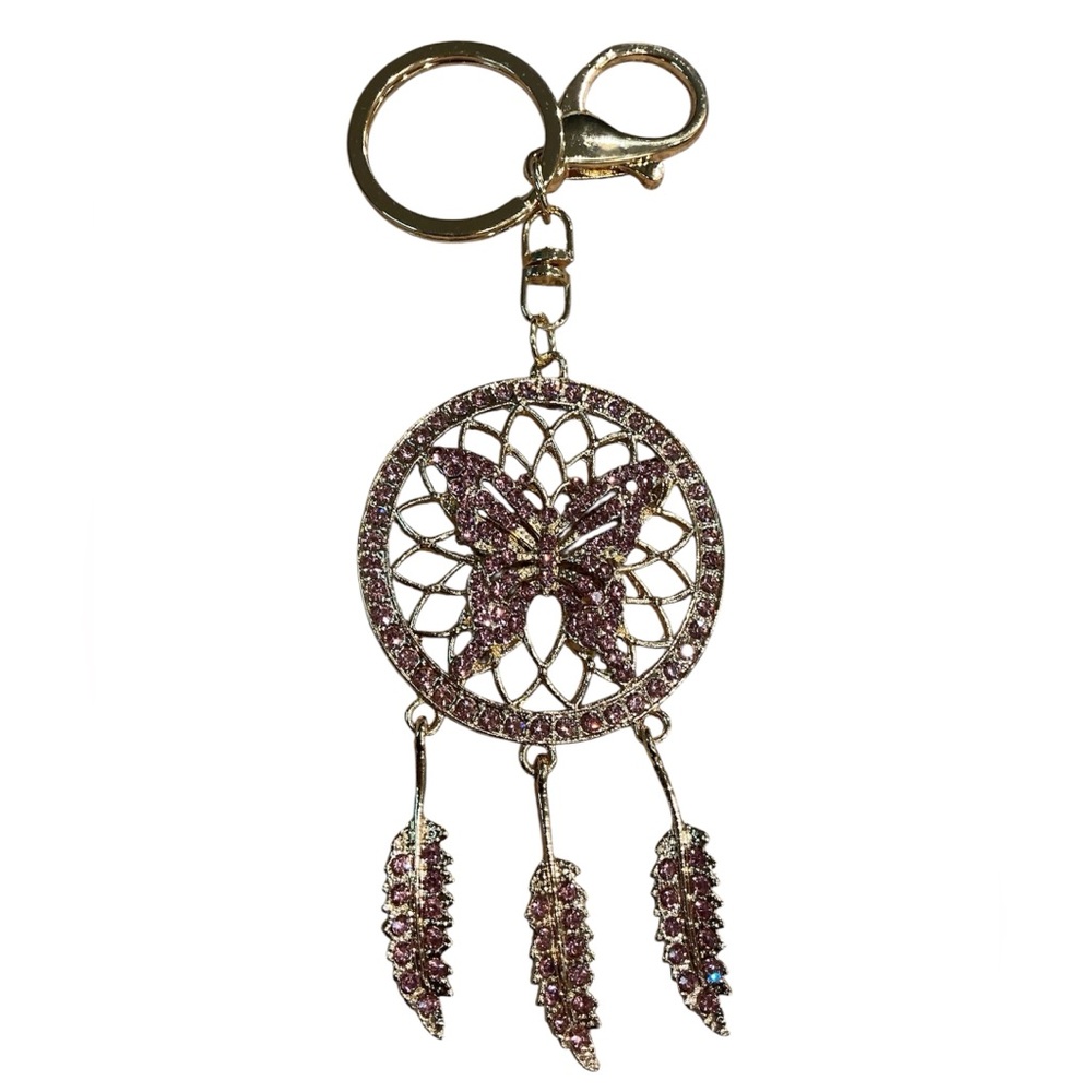 Pink Butterfly Dreamcatcher Bag Charm/Keychain NEW